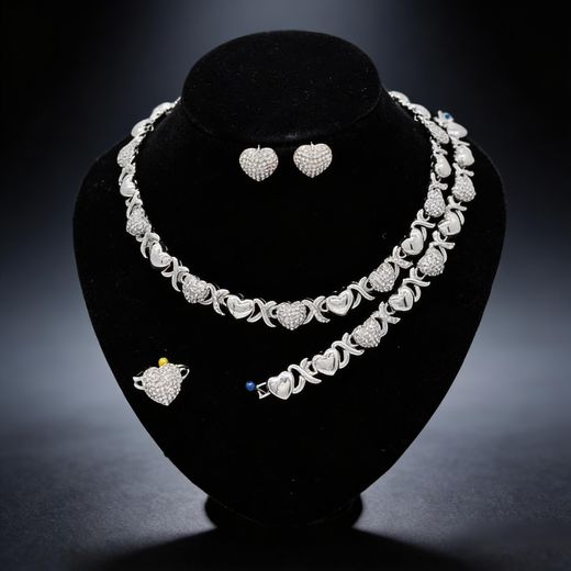 Unbrand Ensemble de Bijoux pour Femme en Plaqué Or 14 Carats Colliers, boucles d'oreille, Bracelet, bague