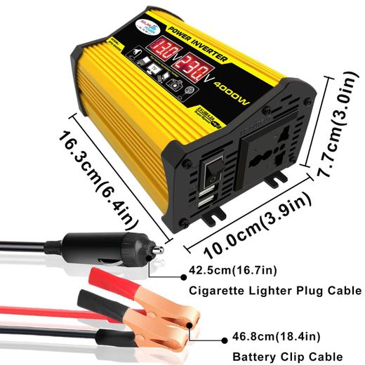 General Convertisseur de tension pour voiture 4000 W (DC 12 V vers AC 220 V / 110 V) — Modèle : Jaune 300 W (12 V vers 110 V) - image 2