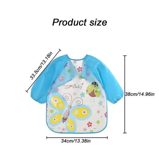 Generic Bavoir imperméable EVA anti-salissures pour bébé de 0 à 3 ans avec manches longues et enduit souple, motif dessin animé mignon - image 4