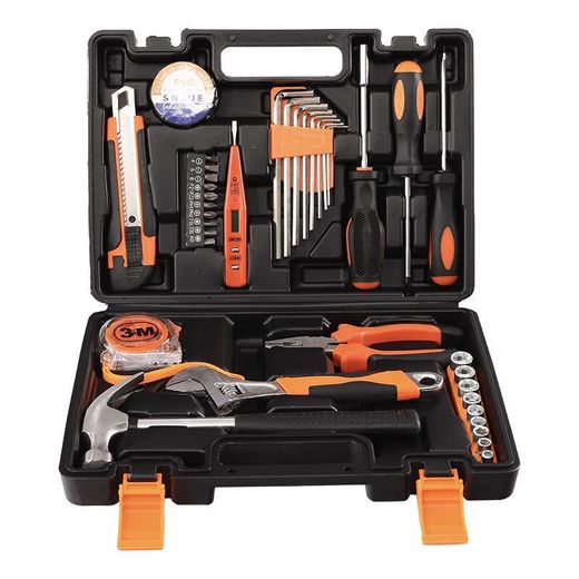 Generic 38 pièces de matériel de quincaillerie, ensemble d'outils manuels pour la maison, set DIY, tournevis, marteau, ruban à mesurer, clé à cliquet, pinces