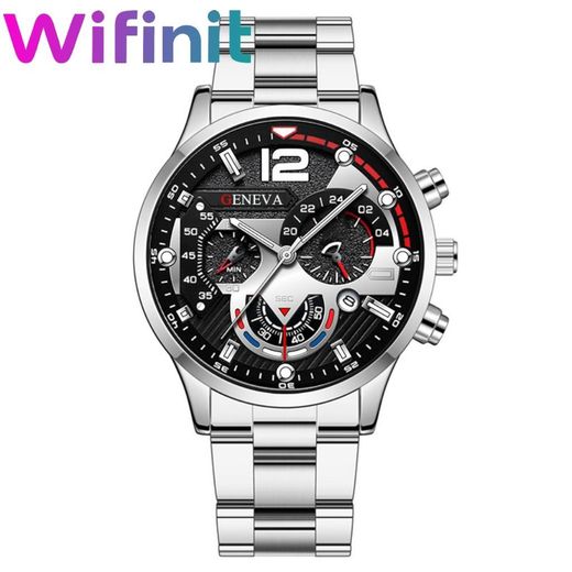 WIFINIT Montre en quartz étanche de luxe pour hommes en diamant - Argent