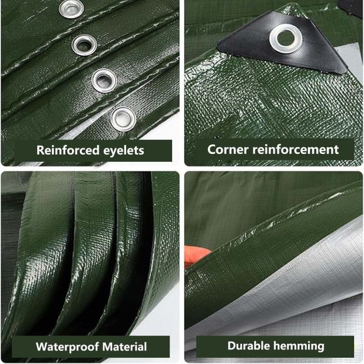 Generic Bâche imperméable avec œillets métalliques et bords renforcés, bâche multi-usages robuste de 9 mil - 3 x 3 m - image 2