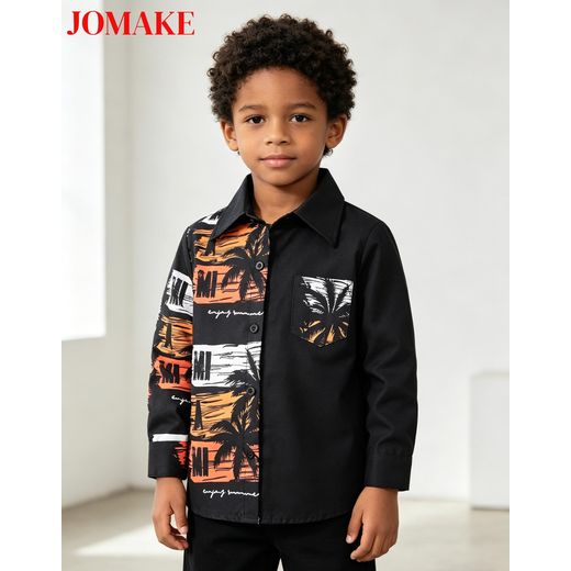 JOMAKE Chemise à manches longues Colour Block avec noix de coco orange pour les garçons de 2 à 13 ans - image 2