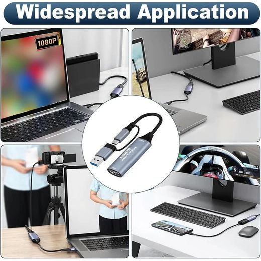 Generic Carte d'acquisition vidéo HDMI vers USB-C 4K pour l'enregistrement de jeux en streaming. Carte d'acquisition vidéo HDMI vers USB-C 3.0, sortie 1080p, compatible avec MacBook, iPad, Switch, PS5, PS4, Xbox, TV Stick, appareil photo et PC - image 2