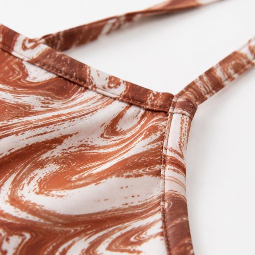 CALLIARA Robes midi moulantes à bretelles spaghetti à imprimé marbre élégantes pour femmes - image 3