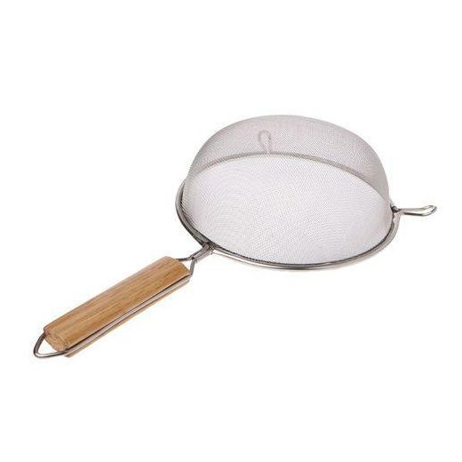 Generic Passoire Fritteuse /Tamis en acier inoxydable avec manche En Bois Tamis passoir bordure en bois