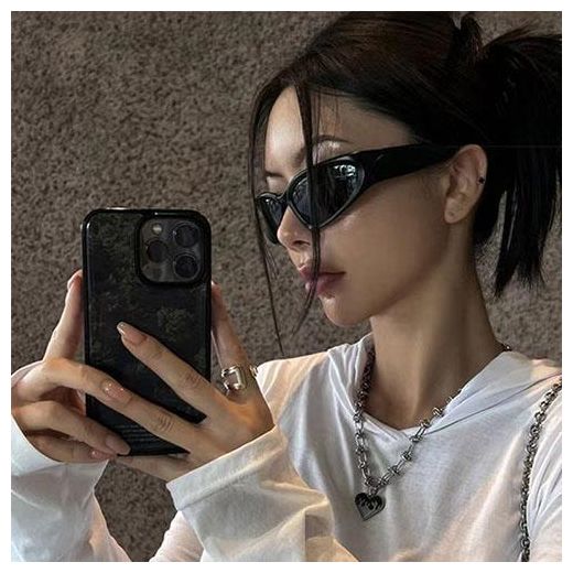 Fashion Lunettes de soleil unisexes mode Y2K tendance Hip Hop - Noires - image 4