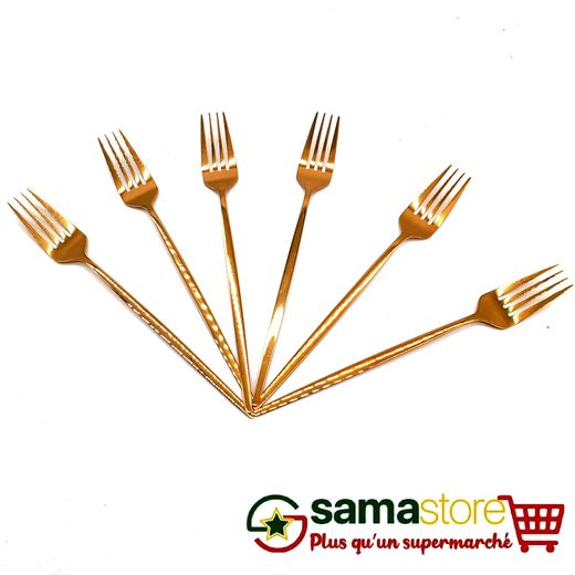 Generic Pack de 6 fourchettes de table dorées PM - 14cm