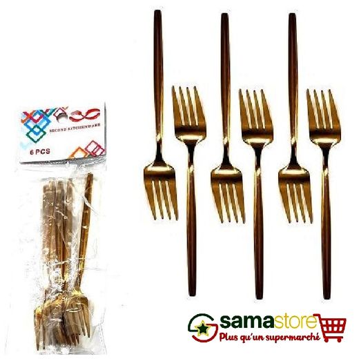 Generic Pack de 6 fourchettes de table dorées PM - 14cm - image 2