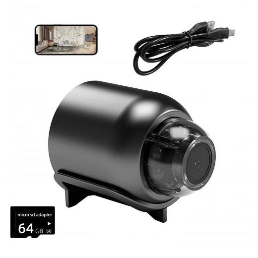 Generic Mini Caméra Wifi 1080p HD Détection de Mouvement Vision Nocturne+ MicroSD 64gb