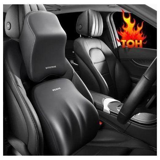 Generic 2pcs Appuie-tête + Coussin de dossier pour voiture, Coussin de cou en éponge - image 2
