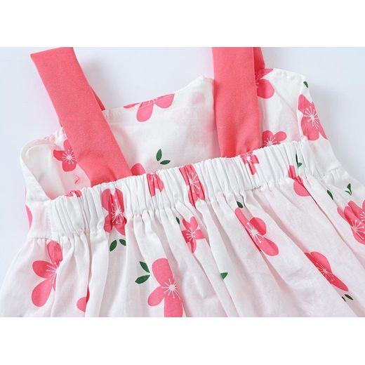 JOMAKE Robe imprimée à petites fleurs rouges pour fille de 6M-6 ans, robe dos nu - image 4