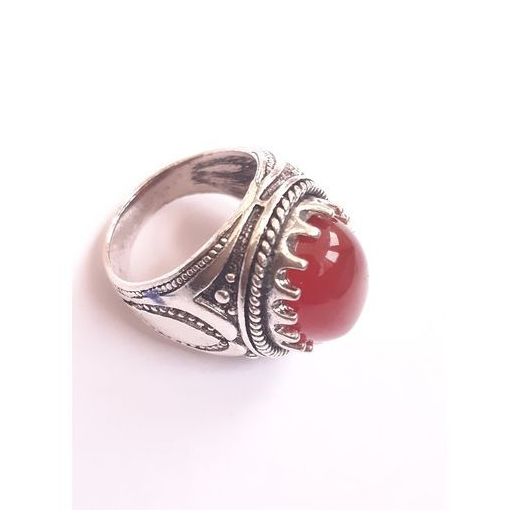 Fashion New Bague Argent Synthétisé - Perle Précieuse Orange Ts - image 2