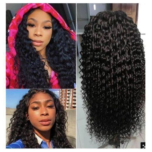 Generic Perruque ondulée permanente péruvienne, fabriquée à partir de véritables cheveux humains, perruque en dentelle intégrale à 360° et extensions de cheveux. - image 4