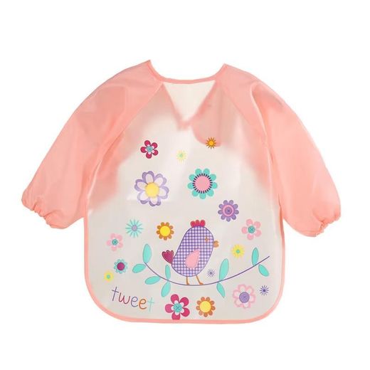 Generic 0-3 ans bébé EVA imperméable à l’eau bavoir anti-sale manteau à manches longues bandoulière preuve de la saleté bavoir d’alimentation douce mignonne motif de bande magnétique Burp chiffons - image 2