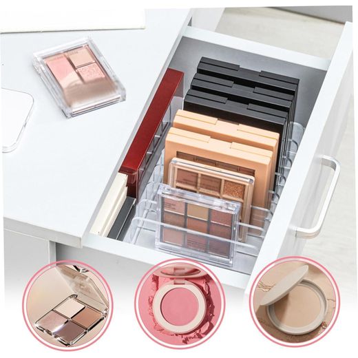 Generic Lot de 2 rangements à maquillage en acrylique, rangement pour palettes de maquillage, rangement pour coiffeuse de salle de bain, transparent - image 4