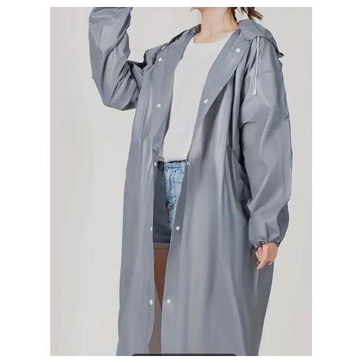 Generic Lot de 2 Ponchos de Pluie Épaissi pour Adultes Complets avec Cordon de Serrage - Gris Foncé - image 3