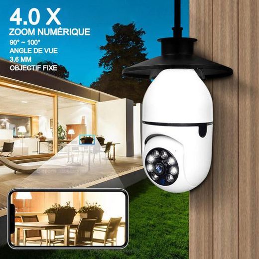 Generic Caméra de sécurité PTZ sans Fil 1080p avec connecteur de bulbe E27 - image 2