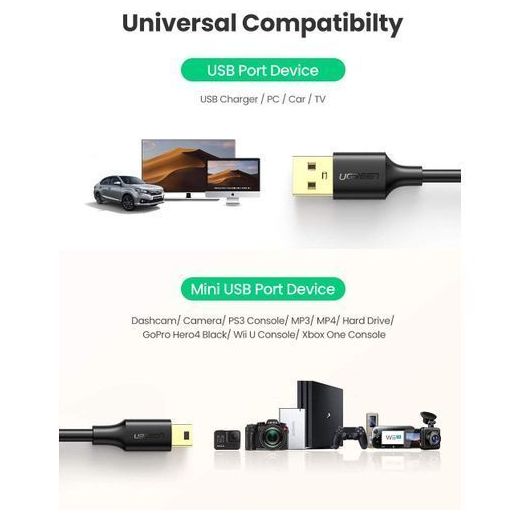 Original Câble USB 2.0 Type A vers Mini USB Data Charging Compatible avec Manette PS3 - image 2