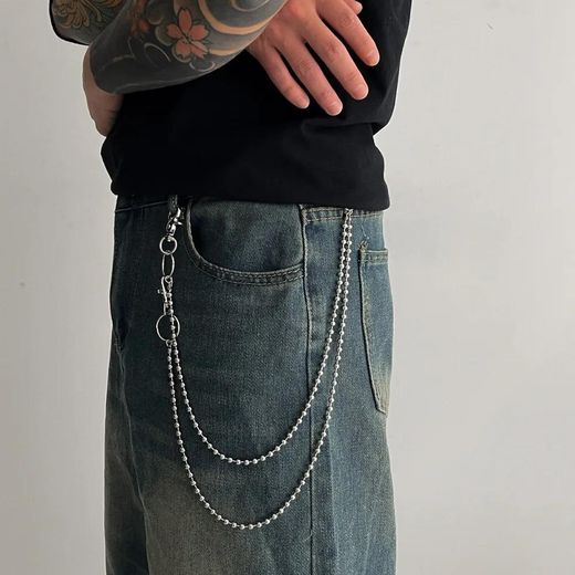 Fashion Chaîne de jean hip-hop rock métal, chaîne de taille punk à 3 rangs pour homme et femme, porte-clés unisexe, bijou cadeau - image 2