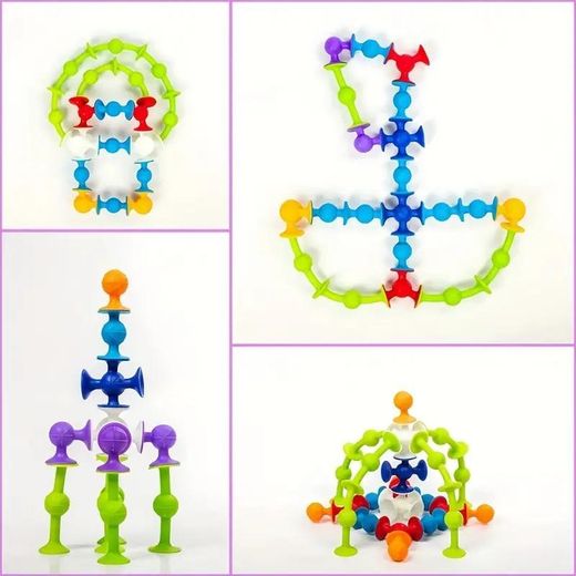 Generic Ensemble de 40 pièces de blocs de construction colorés en silicone avec ventouses, jouet sensoriel architectural, jouet de voyage, jouet de fenêtre - Pas de piles nécessaires - image 3