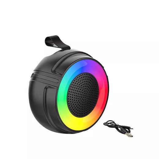 Haut parleur ronde Bluetooth rechargeable sans fil Portable - jeux de lumière colorée - 1201 noir