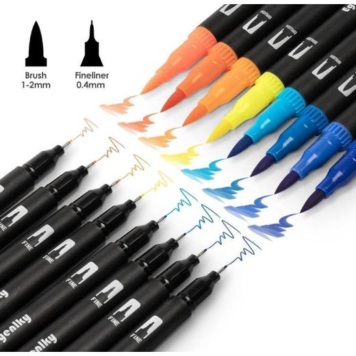 Generic Ensemble De 72 Feutres Artistiques à Double Pointe, Feutres Colorés à Pointe Fine Et à Pointe Pinceau - Stylos Aquarelle - image 2