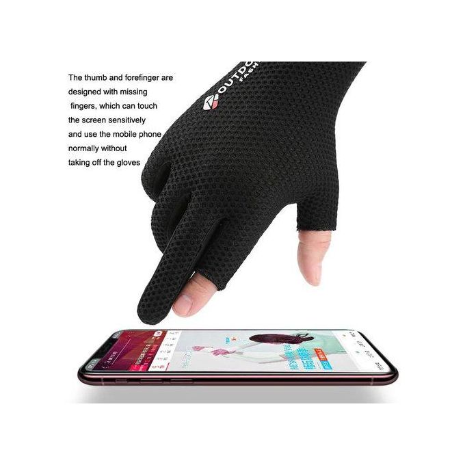 JIAHG Gants De Conduite Homme Été Protection Solaire Antidérapants Demi-Doigts à Écran Tactile Mitaines En Coton Doux Respirant Absorption De La Sueur Pour Cyclisme, Camping, Cueillir - 12