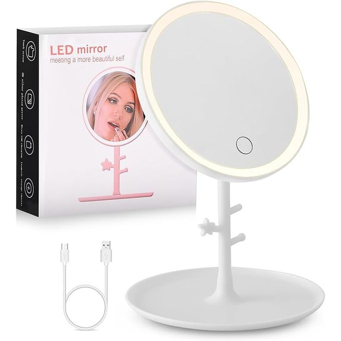 Miroir de maquillage LED HD Réglable - Tactile - Rechargeable