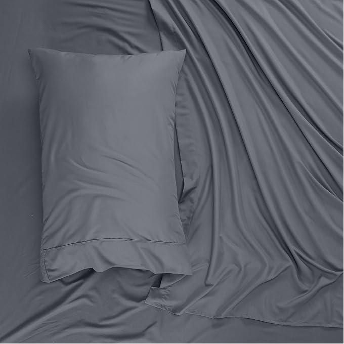 Parure De Draps Queen 3 Pièces – Lavable – Gris – Neuf Avec Étiquettes