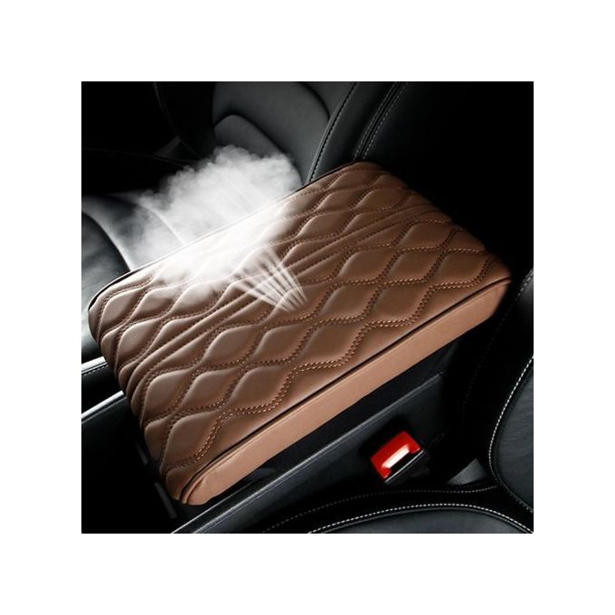 Tapis d'accoudoir de voiture en cuir PU brodé ondulé, Console centrale,  coussin de Protection, boîte de rangement - AliExpress