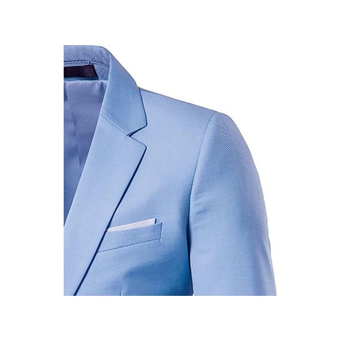 Generic Ensemble Costume Homme de Deux Pièces: Veste + Pantalon - Coupe  près du Corps - Bleu Ciel - Prix pas cher