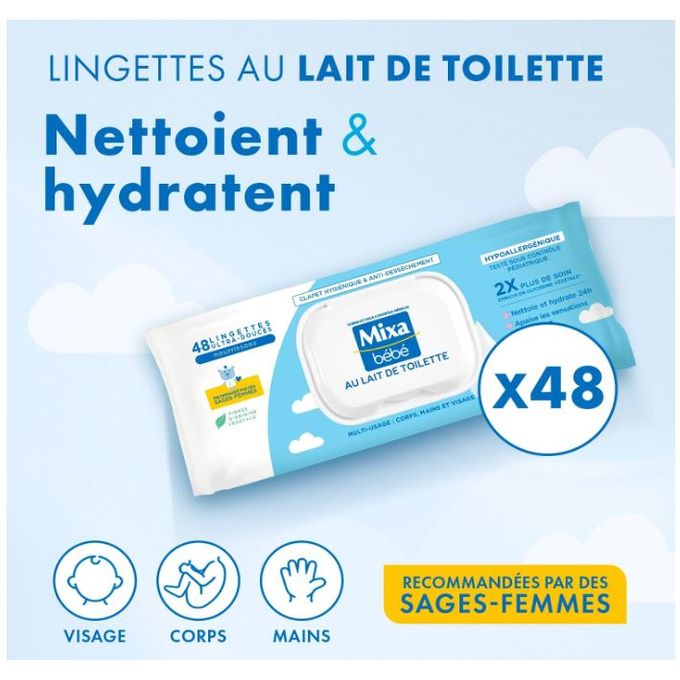 product_image_name-Mixa-MIXA BEBE LINGETTES AU LAIT DE TOILETTE x 48-1