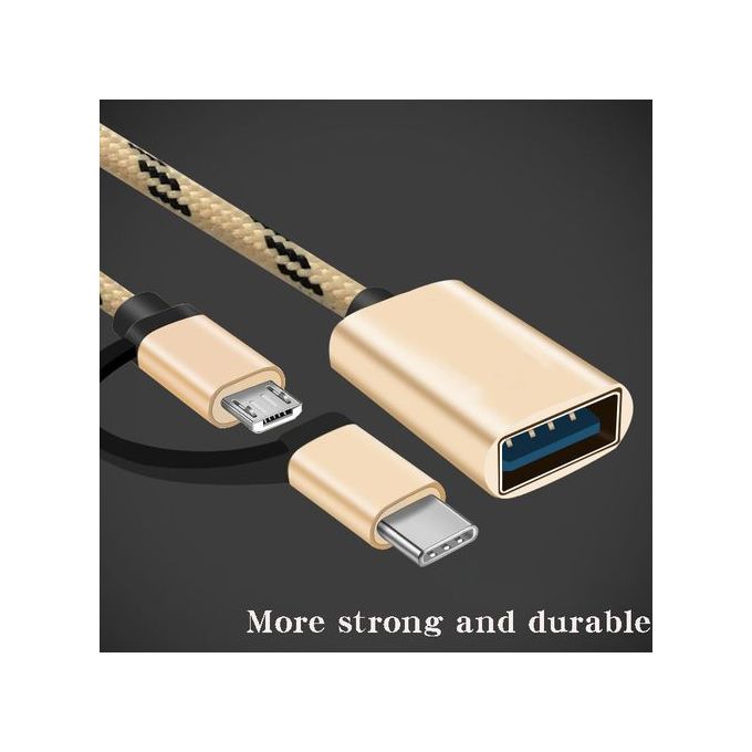 Adaptateur USB C / Micro vers USB 2-en-1, Seminer USB C vers USB, câble  adaptateur Micro vers USB 3.0 OTG, or