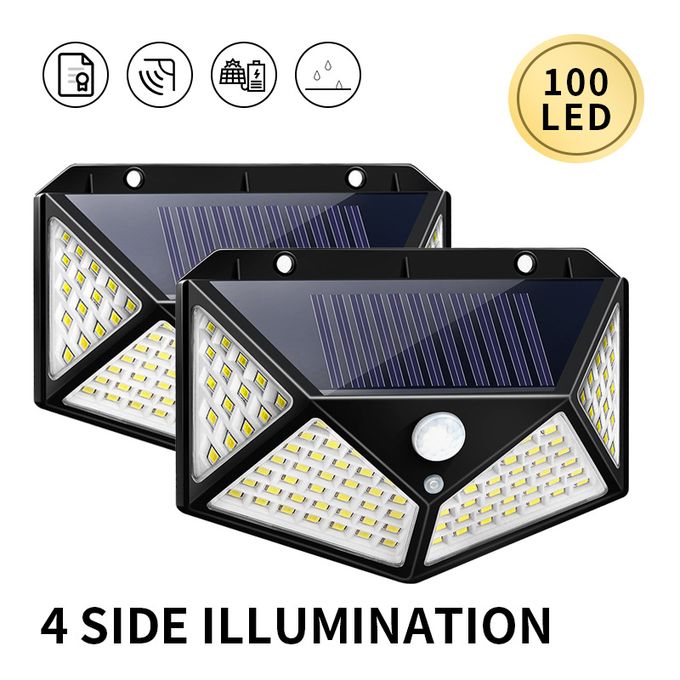 Lot de 2 lampes solaires d'extérieur, 100 LED super lumineuses à l