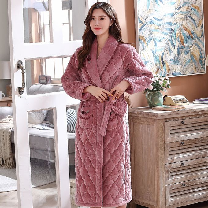 Generic Femmes Longues Chaudes Trois Couches Matelasse Corail