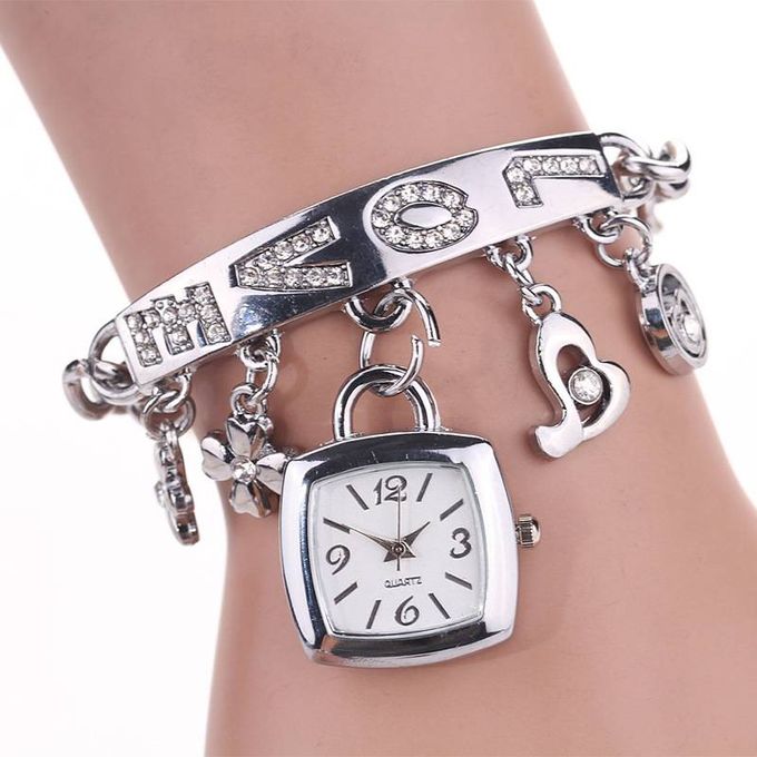 Montre Bracelet Femme Cœur Amour Avec Strass – Mouvement Quartz, Cadeau Romantique