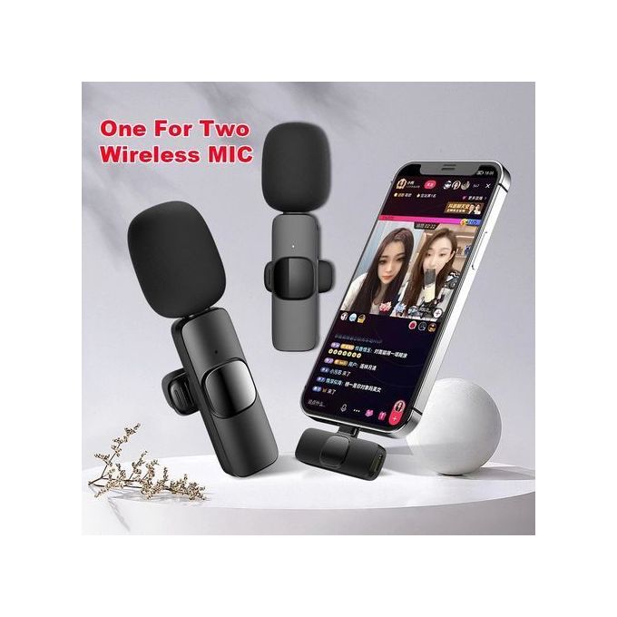Microphone cravate lavalier sans fil double AP009-2-3IN1 à revers pour  Camera, Android, PC et IOS