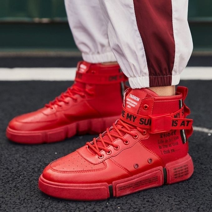 red high top canvas shoes
