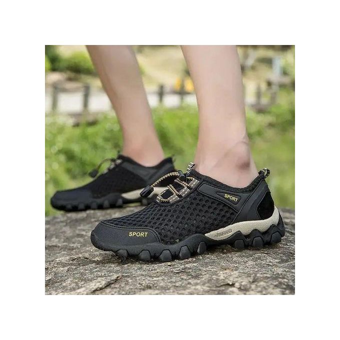 Baskets De marche plates en maille pour hommes, chaussures d'extérieur