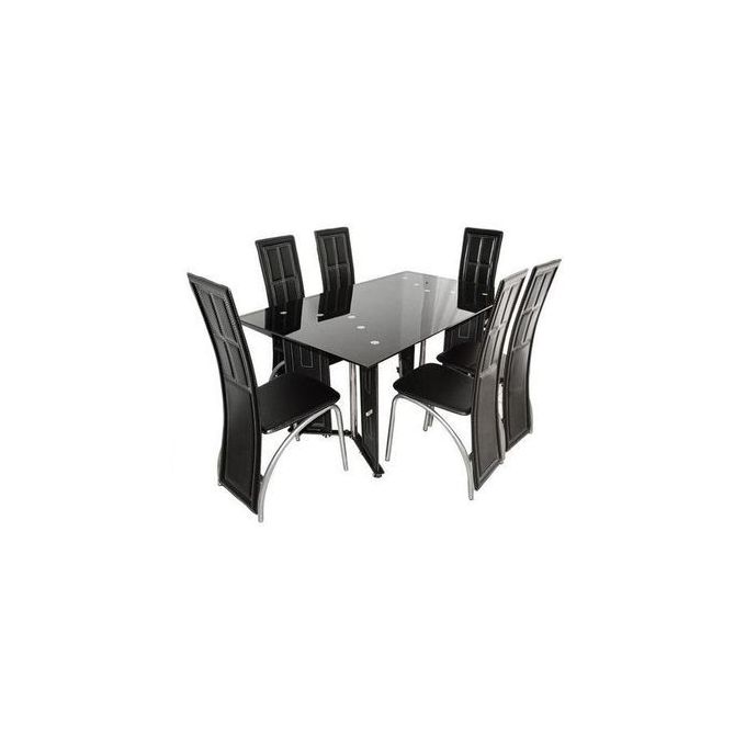 Generic Table A Manger 6 Places Plateau En Verre Trempe Noir Prix Pas Cher Jumia Sn