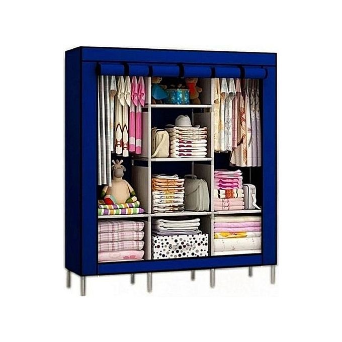 White Label Armoire Penderie 3 Battants Bleu Prix Pas Cher
