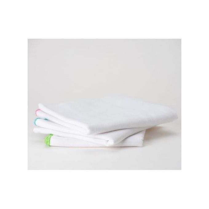 Lange bébé en coton bio pas cher, lot de 3 - Blanc