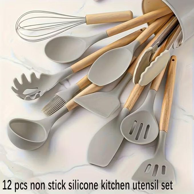Kit Ustensiles de Cuisine en Silicone, Anti-adhésif, Résistant a La Chaleur, 19 Pièces – MADON PROD