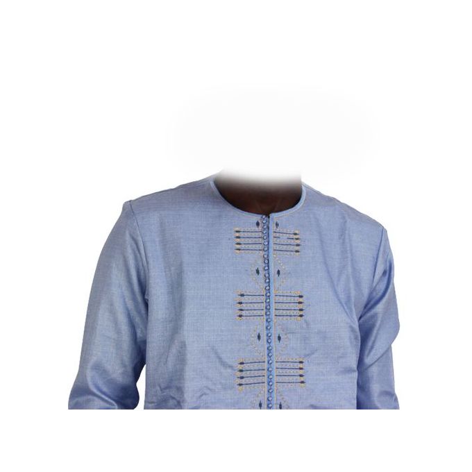 Costume africain – MAAM Shop – Bleu ciel – fil à fil italien