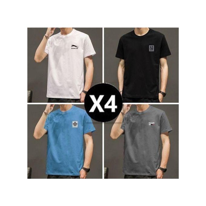 T-shirt décontracté pour homme avec imprimé lettre tendance - Col ras