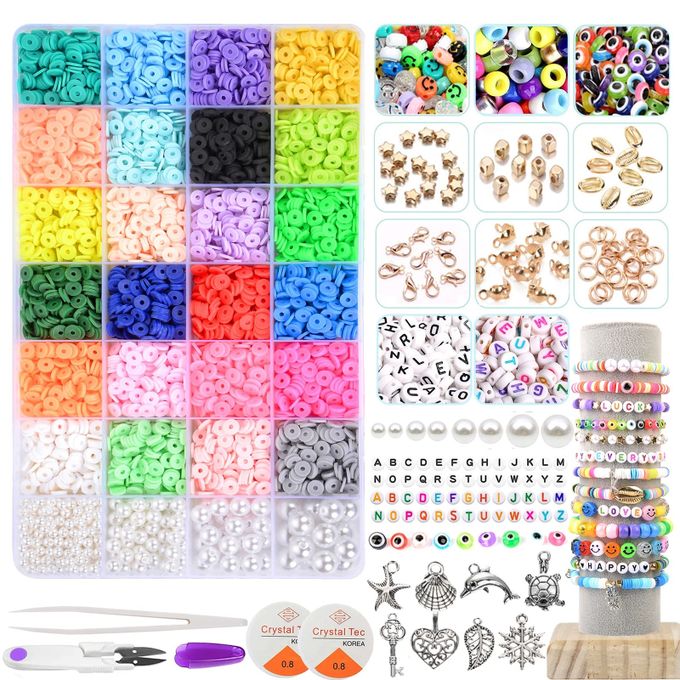 SixNice Kit de fabrication de bracelets, Perles en Argile pour la  fabrication de