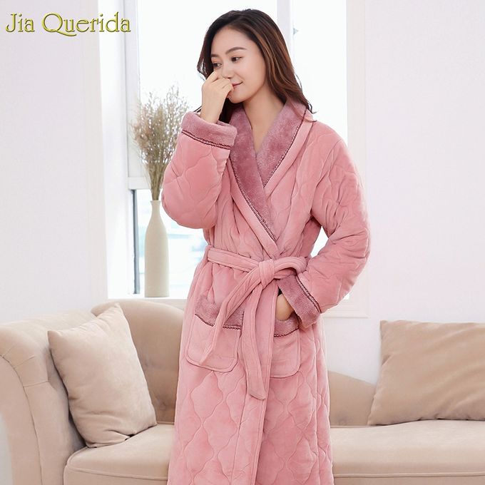 Generic Robe Elegante Femme Robe Chaude Robe De Chambre Femmes