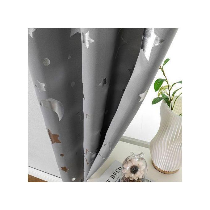 Rideau Occultant Enfant Gris étoiles 100x250 Cm - FESTNIGHT - Neuf Avec Emballage