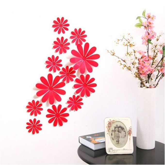 White Label Sticker 3D love + fleurs rouge - Prix pas cher